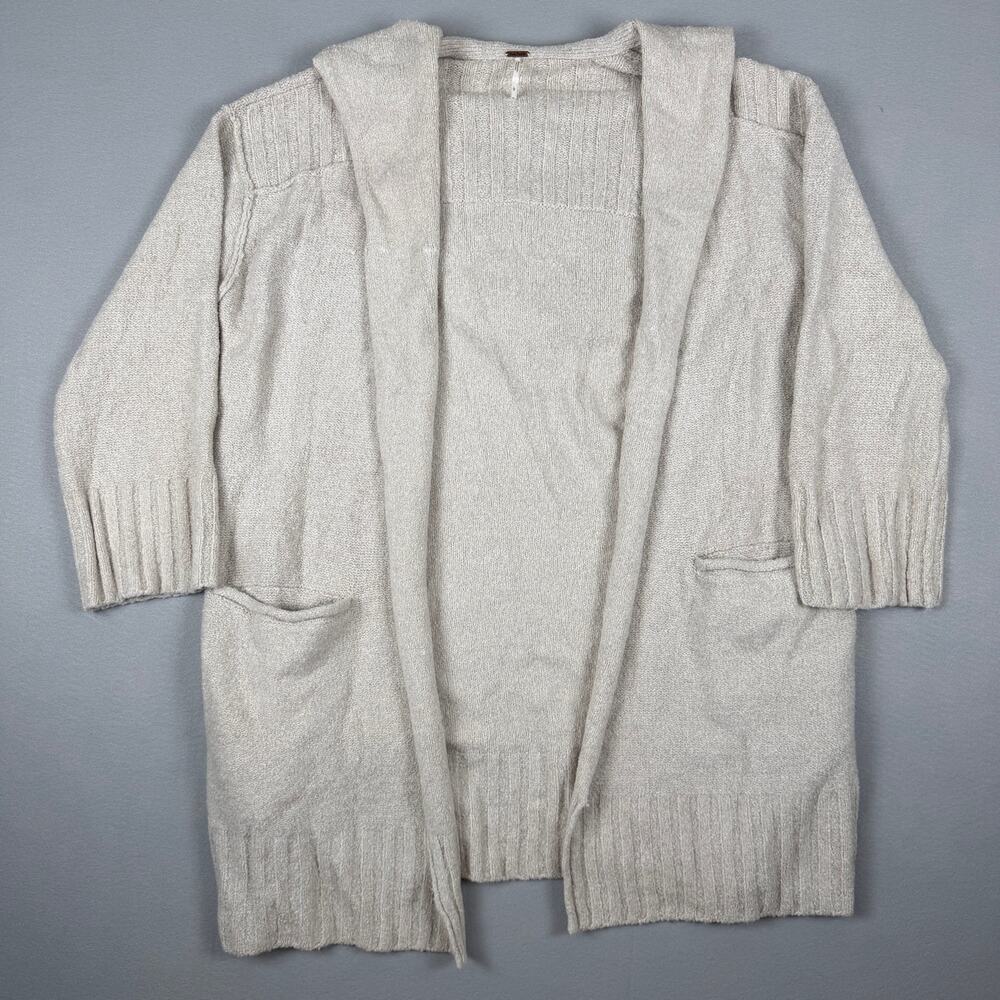 Free People Snow Angel Hooded Longline Cardigan Size L Oatmeal Cozy sweater